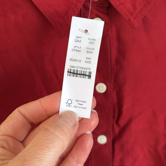 J Crew Amelia popover shirtdress in drapey viscose twill Womens XXS Berry Red - Picture 5 of 10